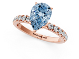 Rose gold Fancy Blue Pear  Solitaire Diamond Pavé Band with Four-Prong Setting_29