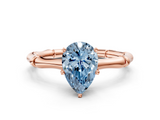 Rose gold Fancy Blue Pear  Solitaire Diamond Ring with Bamboo Band and Four-Prong Setting_39