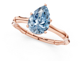 Rose gold Fancy Blue Pear  Solitaire Diamond Ring with Bamboo Band and Four-Prong Setting_40