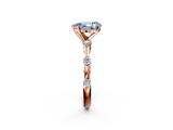 Rose gold Fancy Blue Pear  Solitaire Diamond Ring with Bezel Set Side Stones and Prong Setting_5