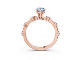 Rose gold Fancy Blue Pear  Solitaire Diamond Ring with Bezel Set Side Stones and Prong Setting_6