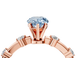 Rose gold Fancy Blue Pear  Solitaire Diamond Ring with Bezel Set Side Stones and Prong Setting_7