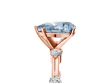 Rose gold Fancy Blue Pear  Solitaire Diamond Ring with Bezel Set Side Stones and Prong Setting_8