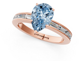 Rose gold Fancy Blue Pear  Solitaire Diamond Ring with Channel-Set Baguette Band and Four-Prong Setting_81