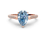 Rose gold Fancy Blue Pear  Solitaire Diamond Ring with Channel Set Band and Bezel Prong Setting_56