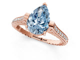 Rose gold Fancy Blue Pear  Solitaire Diamond Ring with Channel Set Band and Bezel Prong Setting_57