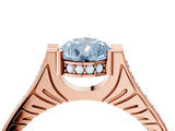 Rose gold Fancy Blue Pear  Solitaire Diamond Ring with Channel Set Band and Bezel Prong Setting_60