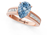 Rose gold Fancy Blue Pear  Solitaire Diamond Ring with Channel-Set Band and Four-Prong Setting_4