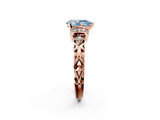 Rose gold Fancy Blue Pear  Solitaire Diamond Ring with Filigree Band and Four-Prong Setting_78