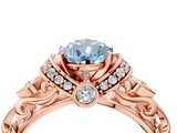 Rose gold Fancy Blue Pear  Solitaire Diamond Ring with Filigree Band and Four-Prong Setting_80