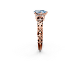 Rose gold Fancy Blue Pear  Solitaire Diamond Ring with Filigree Band and Four-Prong Setting_94