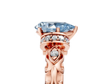 Rose gold Fancy Blue Pear  Solitaire Diamond Ring with Filigree Band and Four-Prong Setting_97