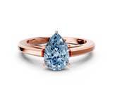 Rose gold Fancy Blue Pear  Solitaire Diamond Ring with Four-Prong Setting and Classic Band_3