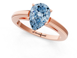 Rose gold Fancy Blue Pear  Solitaire Diamond Ring with Four-Prong Setting and Classic Band_4