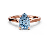 Rose gold Fancy Blue Pear  Solitaire Diamond Ring with Four-Prong Setting and Tapered Band 1