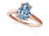Rose gold Fancy Blue Pear  Solitaire Diamond Ring with Four-Prong Setting and Tapered Band 2