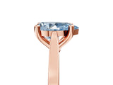 Rose gold Fancy Blue Pear  Solitaire Diamond Ring with Four-Prong Setting and Tapered Band