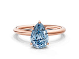 Rose gold Fancy Blue Pear  Solitaire Diamond Ring with Four-Prong Setting on a Plain Band_19