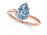 Rose gold Fancy Blue Pear  Solitaire Diamond Ring with Four-Prong Setting on a Plain Band_20
