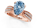 Rose gold Fancy Blue Pear  Solitaire Diamond Ring with Milgrain Pavé Band and Four-Prong Setting_36
