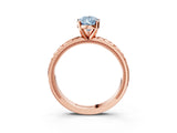 Rose gold Fancy Blue Pear  Solitaire Diamond Ring with Milgrain and Black Enamel X Pattern Band_187
