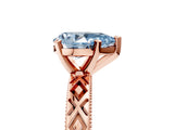 Rose gold Fancy Blue Pear  Solitaire Diamond Ring with Milgrain and Black Enamel X Pattern Band_189