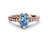 Rose gold Fancy Blue Pear  Solitaire Diamond Ring with Pavé Band and Four-Prong Setting_64