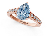 Rose gold Fancy Blue Pear  Solitaire Diamond Ring with Pavé Band and Four-Prong Setting_65