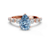 Rose gold Fancy Blue Pear  Solitaire Diamond Ring with Pave Band and Four-Prong Setting_217