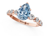 Rose gold Fancy Blue Pear  Solitaire Diamond Ring with Pave Band and Four-Prong Setting_218