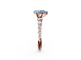 Rose gold Fancy Blue Pear  Solitaire Diamond Ring with Pave Band and Four-Prong Setting_219