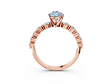 Rose gold Fancy Blue Pear  Solitaire Diamond Ring with Pave Band and Four-Prong Setting_220