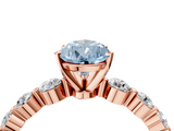 Rose gold Fancy Blue Pear  Solitaire Diamond Ring with Pave Band and Four-Prong Setting_221
