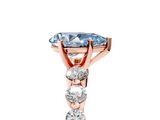 Rose gold Fancy Blue Pear  Solitaire Diamond Ring with Pave Band and Four-Prong Setting_222
