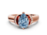 Rose gold Fancy Blue Pear  Solitaire Diamond Ring with Pave Band and Six-Prong Setting_49