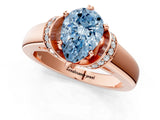 Rose gold Fancy Blue Pear  Solitaire Diamond Ring with Pave Band and Six-Prong Setting_50