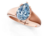 Rose gold Fancy Blue Pear  Solitaire Diamond Ring with Six-Prong Cathedral Setting_33