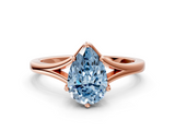 Rose gold Fancy Blue Pear  Solitaire Diamond Ring with Six-Prong Setting and Tapered Band_17
