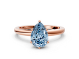 Rose gold Fancy Blue Pear  Solitaire Diamond Ring with Six-Prong Setting on a Classic Band_3