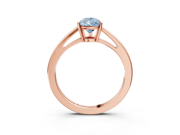 Rose gold Fancy Blue Pear  Solitaire Diamond Ring with Split Shank and Four-Prong Setting