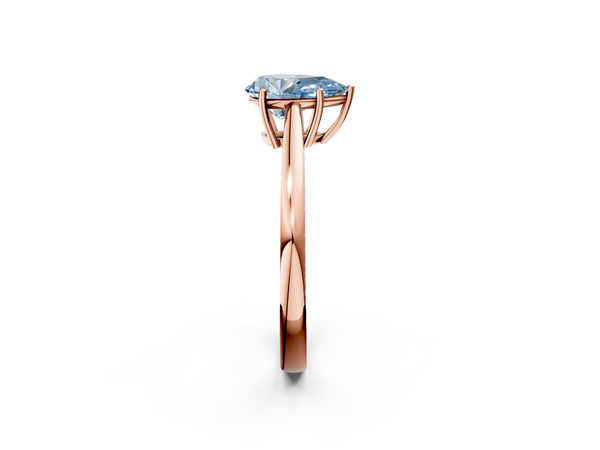 Rose gold Fancy Blue Pear  Solitaire Diamond Ring with Split Shank and Four-Prong Setting