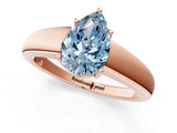 Rose gold Fancy Blue Pear  Solitaire Diamond Ring with Tapered Band and Four-Prong Setting_50