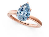 Rose gold Fancy Blue Pear  Solitaire Diamond Ring with Thin Band and Four-Prong Setting_4
