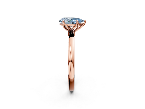 Rose gold Fancy Blue Pear  Solitaire Diamond Ring with Thin Band and Four-Prong Setting