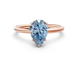 Rose gold Fancy Blue Pear  Solitaire Diamond Ring with a Classic Band and Four-Prong Setting 1