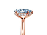 Rose gold Fancy Blue Pear  Solitaire Diamond Ring with a Classic Band and Four-Prong Setting