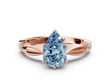 Rose gold Fancy Blue Pear  Solitaire Diamond Twisted Band with Four-Prong Setting_59