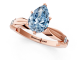 Rose gold Fancy Blue Pear  Solitaire Diamond Twisted Band with Four-Prong Setting_60
