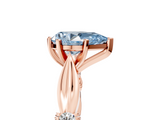 Rose gold Fancy Blue Pear  Solitaire Diamond Twisted Band with Four-Prong Setting_64
