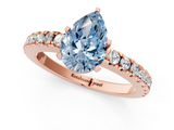 Rose gold Fancy Blue Pear  Solitaire Diamond with Pavé Band and Four-Prong Setting_81